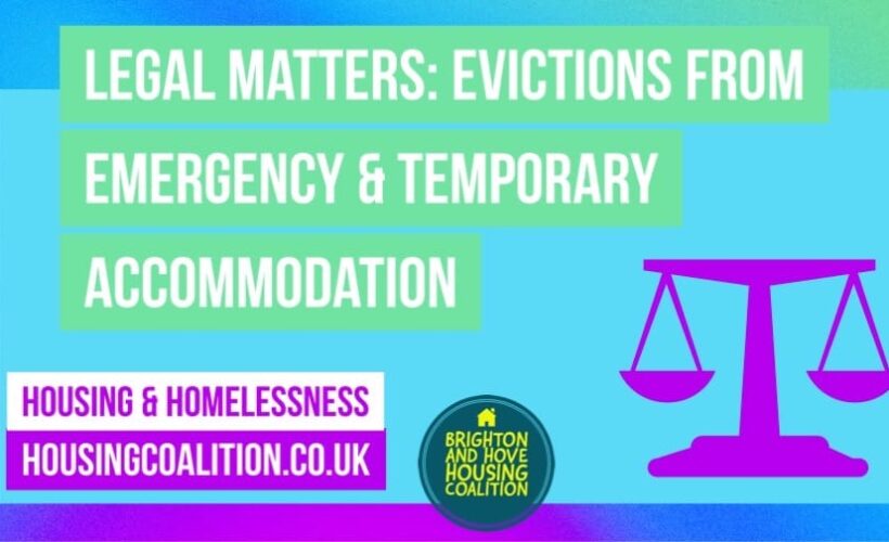 Legal Matters Evictions from Emergency Temporary Accommodation. Title Image