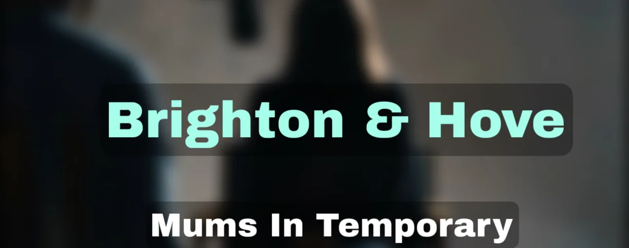 sign saying "mums in temporary accommodation bighton speak out" with women being interviewed.